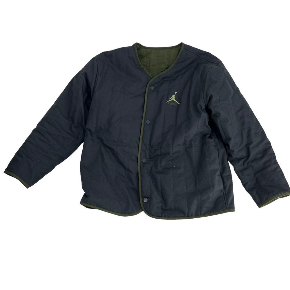 Nike Air Jordan Jacket Mens Medium‎ Black Green Flight Heritage Reversible Liner